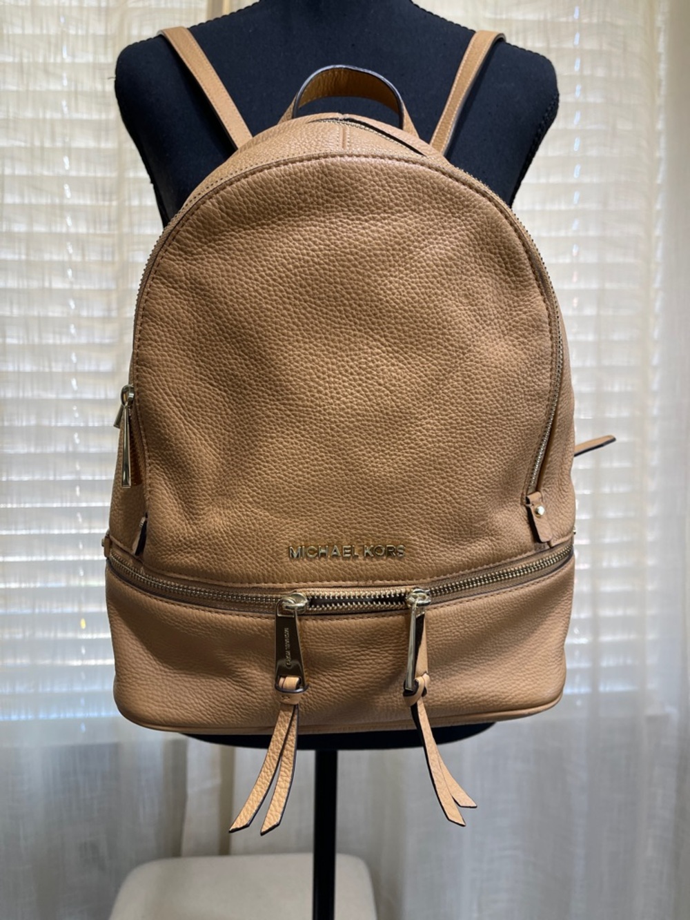 Like New Michael Kors Camel Pebbled Leather Backpack